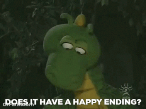 A Cartoon Character Is Asking Does It Have A Happy Ending ? GIF