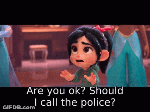 A Cartoon Character Is Asking If She Should Call The Police GIF