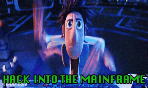 A Cartoon Character Is Being Hacked Into The Mainframe GIF