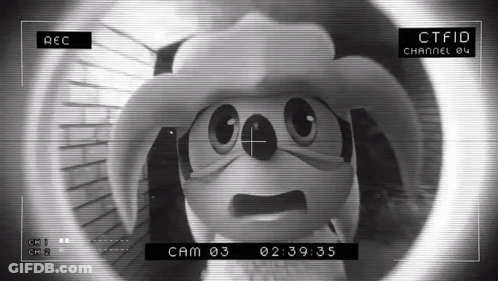 A Cartoon Character Is Being Recorded On A Camera And The Time Is 2:39 GIF
