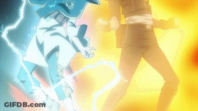 A Cartoon Character Is Being Struck By Lightning While Another Character Stands In The Background GIF