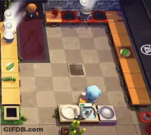 A Cartoon Character Is Cooking In A Kitchen In A Video Game With A Pot On The Stove . GIF