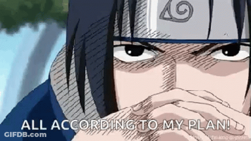 Cartoon Character Covering Mouth With Words All According To My Plan GIF