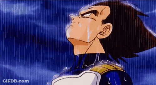 A Cartoon Character Is Crying In The Rain And Looking Up At The Sky . GIF
