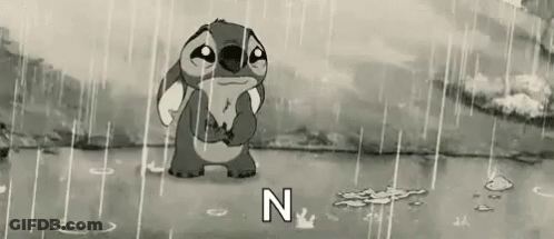 A Cartoon Character Is Crying In The Rain . GIF