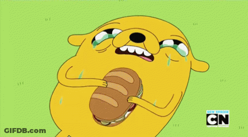 A Cartoon Character Is Crying While Holding A Loaf Of Bread With Cn Written On The Bottom GIF