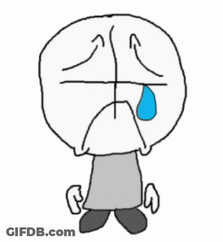 A Cartoon Character Is Crying With A Tear Coming Out Of His Eye . GIF