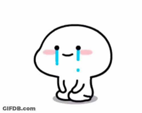 A Cartoon Character Is Crying With A Tear Coming Out Of His Eyes . GIF