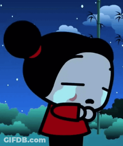 A Cartoon Character Is Crying With Her Eyes Closed And Her Mouth Open GIF