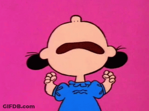 A Cartoon Character Is Crying With Her Mouth Wide Open And Her Hands In The Air . GIF