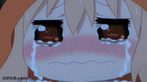 A Cartoon Character Is Crying With Tears Running Down Her Face GIF