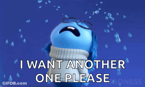 A Cartoon Character Is Crying With The Words I Want Another One Please GIF