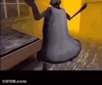 A Cartoon Character Is Dancing In A Room With A Yellow Wall Behind Him . GIF