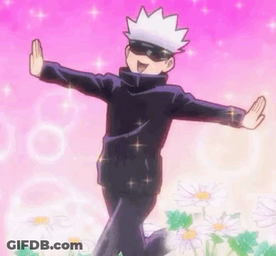 A Cartoon Character Is Dancing In Front Of A Field Of Daisies . GIF