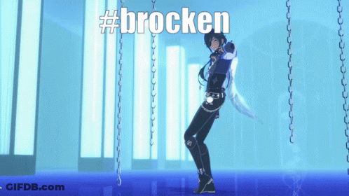 A Cartoon Character Is Dancing In Front Of A Sign That Says #Brocken GIF