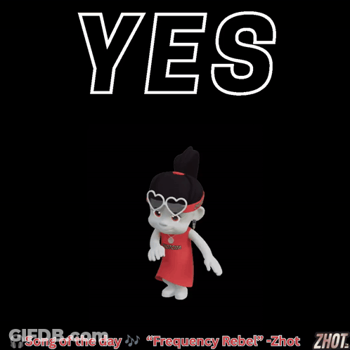 A Cartoon Character Is Dancing In Front Of The Words Yes GIF