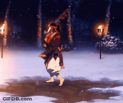 A Cartoon Character Is Dancing In The Snow GIF