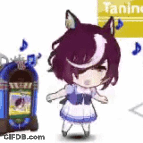 A Cartoon Character Is Dancing Next To A Jukebox And A Music Box . GIF