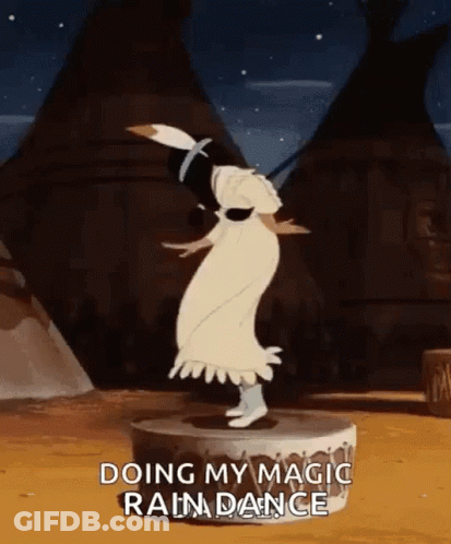 A Cartoon Character Is Dancing On Top Of A Drum In Front Of A Teepee . GIF