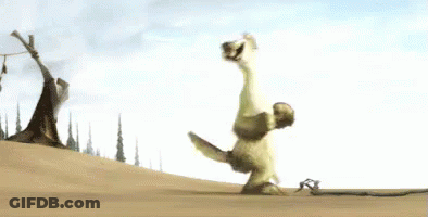 A Cartoon Character Is Doing A Handstand On A Sandy Hill . GIF