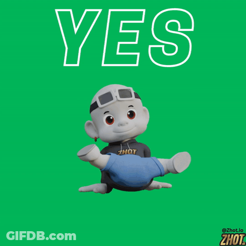 A Cartoon Character Is Doing A Handstand With The Word Yes Above Him GIF