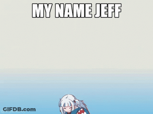 A Cartoon Character Is Doing A Handstand With The Words My Name Jeff Above Her GIF