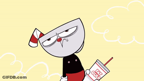 A Cartoon Character Is Drinking A Fat Gulp From A Cup GIF