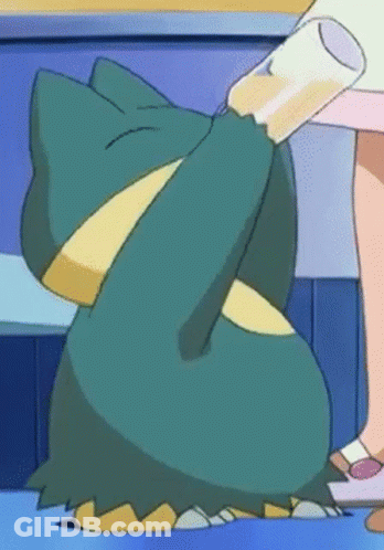 A Cartoon Character Is Drinking A Glass Of Orange Juice . GIF