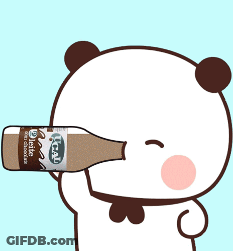 A Cartoon Character Is Drinking From A Bottle That Says Ucal GIF