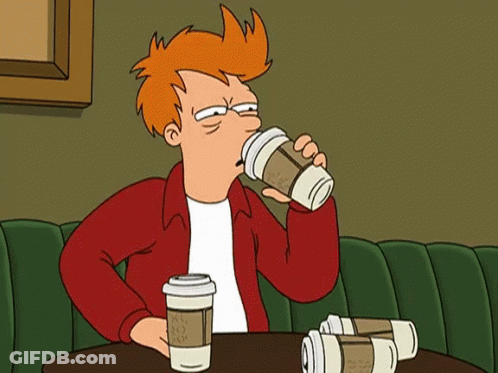A Cartoon Character Is Drinking From A Coffee Cup That Says Starbucks On It GIF