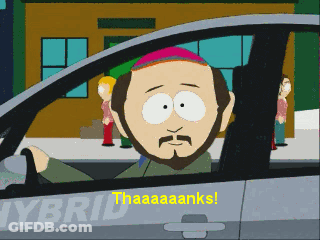 A Cartoon Character Is Driving A Car With The Word Hybrid On The Side GIF