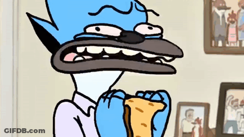 A Cartoon Character Is Eating A Piece Of Bread GIF