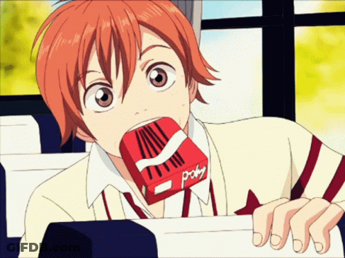 Cartoon Character Eating Pocky Bar GIF