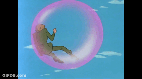 Cartoon Character Falling Into Bubble GIF
