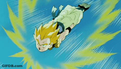 A Cartoon Character Is Falling Through The Air With A Blue Background GIF