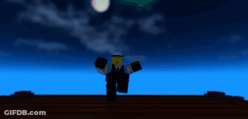 A Cartoon Character Is Flying Through The Air At Night GIF