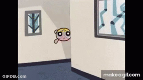 A Cartoon Character Is Flying Through The Air In A Room With A Window . GIF
