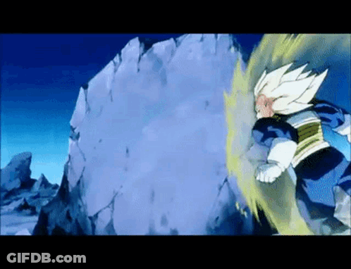 A Cartoon Character Is Flying Through The Air In Front Of A Rock . GIF
