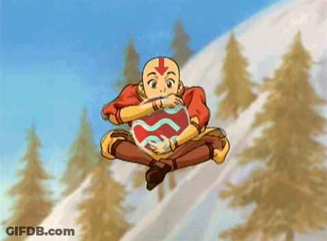 A Cartoon Character Is Flying Through The Air While Holding A Red Object GIF