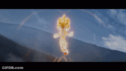 A Cartoon Character Is Flying Through The Air With A Glowing Head GIF