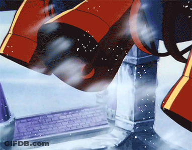A Cartoon Character Is Flying Through The Air With Snow Falling GIF