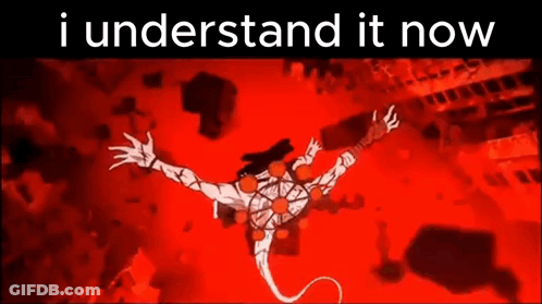 A Cartoon Character Is Flying Through The Air With The Words `` I Understand It Now '' Written On The Bottom . GIF