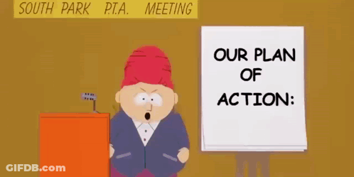 A Cartoon Character Is Giving A Speech At A South Park P.t.a. Meeting GIF