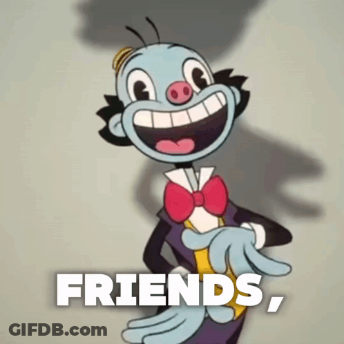 A Cartoon Character Is Giving A Thumbs Down With The Words Friends Written Below Him GIF