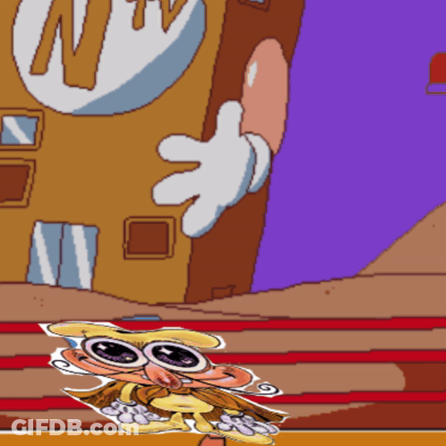 A Cartoon Character Is Giving A Thumbs Up In Front Of A Building That Says Ntv GIF