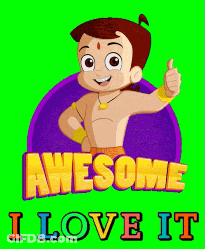 A Cartoon Character Is Giving A Thumbs Up With The Words Awesome I Love It Below Him GIF