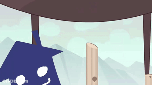 A Cartoon Character Is Hanging Upside Down With The Letter L Visible GIF
