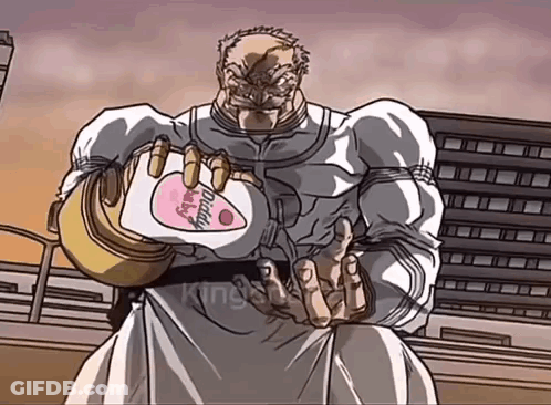 A Cartoon Character Is Holding A Baby Bottle With A Hello Kitty Logo On It . GIF