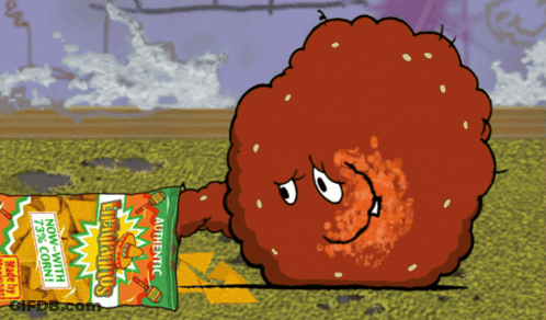 Cartoon Holding Authentic Chunky Salsa Bag GIF