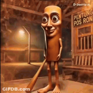 A Cartoon Character Is Holding A Baseball Bat In His Hand . GIF